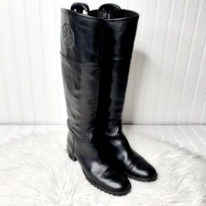 Tory Burch Black Leather Knee-High Boots